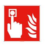 Alarm pożarowy - znak z dziurkami, płyta PVC 2 mm 150x150 mm