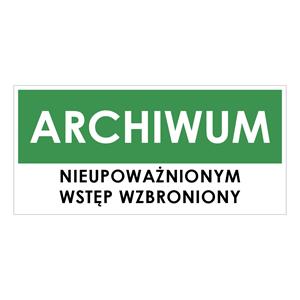 ARCHIWUM, zielony - naklejka 190x90 mm
