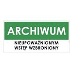 ARCHIWUM, zielony - naklejka 190x90 mm