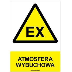ATMOSFERA WYBUCHOWA - znak BHP, naklejka A4