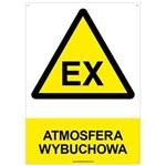 ATMOSFERA WYBUCHOWA - znak BHP z dziurkami, płyta PVC A4, 2 mm