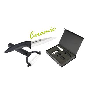 Ceramiczny nóż i obieraczka CERAMIC KIT - czarny/biały