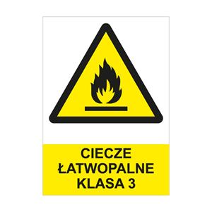 CIECZE ŁATWOPALNE KLASA 3 - znak BHP, płyta PVC A4, 2 mm