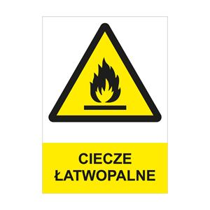 CIECZE ŁATWOPALNE - znak BHP, płyta PVC A4, 0,5 mm