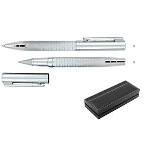 Długopis i roller SILVERTILE w zestawie upominkowym - srebrny