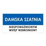 DAMSKA SZATNIA, niebieski - płyta PVC 1 mm 190x90 mm