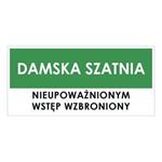 DAMSKA SZATNIA, zielony - naklejka 190x90 mm