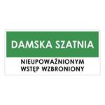 DAMSKA SZATNIA, zielony - płyta PVC 1 mm 190x90 mm