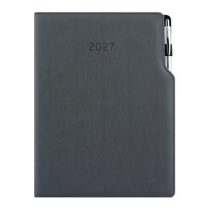 Diář GEP s propiskou denní A4 2027 - šedá