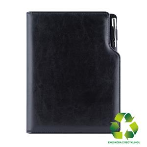 Diář GEP s propiskou týdenní A5 2027 polský - černá/černý vnitřek - recyklovaná koženka