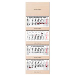 Drewniany czteromiesięczny kalendarz Kvatro Wood składany polski ze spiralą 2027 - szary