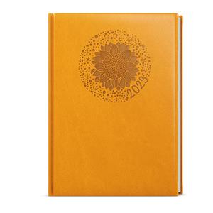 Dzienny kalendarz książkowy 2023 Adam Vivella z tłoczeniem B6 - Ochra - Słońce