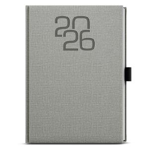 Dzienny kalendarz książkowy 2026 David Fabric A5 - szara