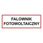 Falownik fotowoltaiczny - znak BHP, płyta PVC 2 mm z dziurkami 150 x 50 mm