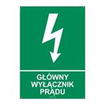 GŁÓWNY WYŁĄCZNIK PRĄDU, płyta PVC 2 mm z dziurkami, 210x297 mm