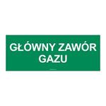 GŁÓWNY ZAWÓR GAZU, płyta PVC 2 mm, 210x80 mm