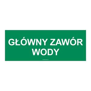 GŁÓWNY ZAWÓR WODY, naklejka 210x80 mm