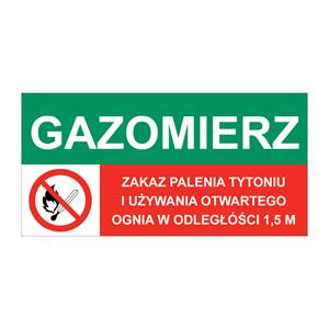 GAZOMIERZ - ZAKAZ PALENIA TYTONIU..., ZNAK ŁĄCZONY, naklejka 150x75 mm