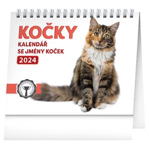 Kalendarz biurkowy 2024 Koty - z imionami kotów