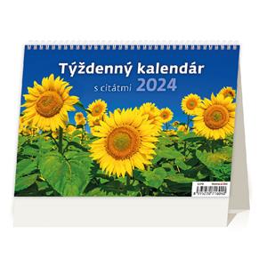 Kalendarz biurkowy 2024 - tygodniowy z cyctatmi