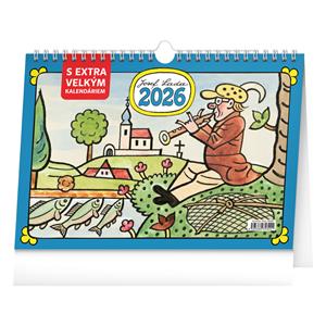 Kalendarz biurkowy 2026 Josef Lada z bardzo dużym kalendarzem