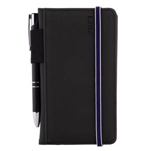 Kalendarz książkowy AMOS tygodniowy kieszonkowy 2023 czeski - czarny/niebieska gumka