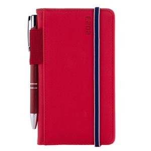 Kalendarz książkowy AMOS tygodniowy kieszonkowy 2023 czeski - czerwony/niebieska gumka