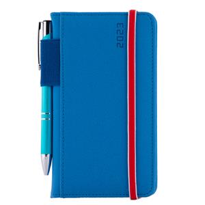 Kalendarz książkowy AMOS tygodniowy kieszonkowy 2023 słowacki?? - niebieski/czerwona gumka