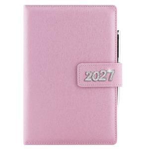 Kalendarz książkowy BRILIANT dzienny A5 2027 polski - jasnoróżowy