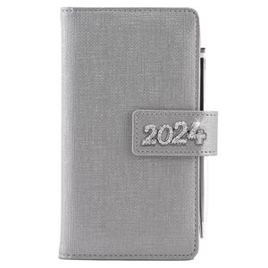 Kalendarz książkowy BRILIANT tygodniowy kieszonkowy 2024 czeski - srebrny