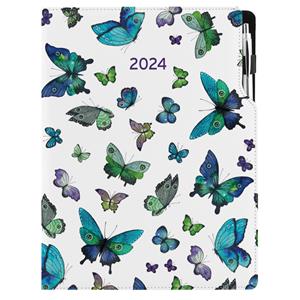 Kalendarz książkowy DESIGN dzienny A4 2024 - Niebieskie motyle