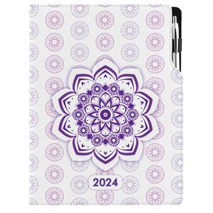 Kalendarz książkowy DESIGN dzienny A4 2024 polski - Mandala fioletowa