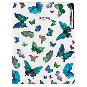 Kalendarz książkowy DESIGN dzienny A4 2025 polski - Niebieskie motyle