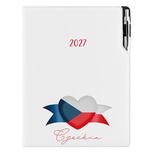 Kalendarz książkowy DESIGN dzienny A4 2027 polski - biały - Czeska - flaga