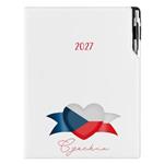 Kalendarz książkowy DESIGN dzienny A4 2027 polski - biały - Czeska - flaga 