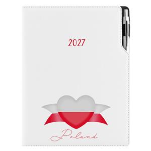 Kalendarz książkowy DESIGN dzienny A4 2027 polski - biały - Polska - flaga