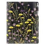 Kalendarz książkowy DESIGN dzienny A4 2027 polski - czarny - łąka