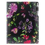 Kalendarz książkowy DESIGN dzienny A4 2027 polski - czarny - kwiaty 