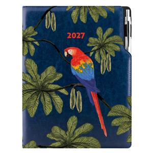 Kalendarz książkowy DESIGN dzienny A4 2027 polski - granatowy - papuga