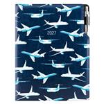 Kalendarz książkowy DESIGN dzienny A4 2027 polski - granatowy - Samoloty