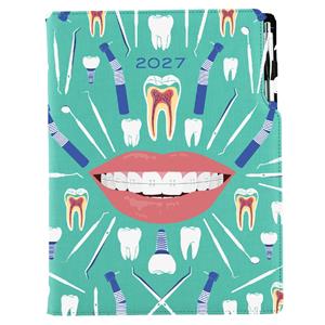 Kalendarz książkowy DESIGN dzienny A4 2027 polski - miętowy - Dentysta