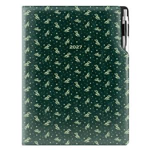 Kalendarz książkowy DESIGN dzienny A4 2027 polski - zielony - gałązki
