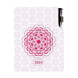 Kalendarz książkowy DESIGN dzienny A5 2024 polski - Mandala czerwona