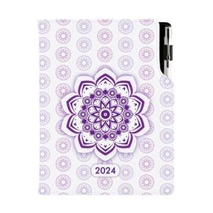 Kalendarz książkowy DESIGN dzienny A5 2024 polski - Mandala fioletowa