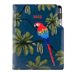 Kalendarz książkowy DESIGN dzienny A5 2025 polski - granatowy - papuga
