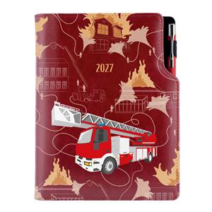 Kalendarz książkowy DESIGN dzienny A5 2027 polski - bordo - Straż