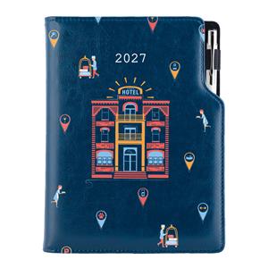 Kalendarz książkowy DESIGN dzienny A5 2027 polski - granatowy - Hotel