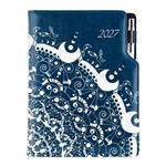 Kalendarz książkowy DESIGN dzienny A5 2027 polski - granatowy - ornament 