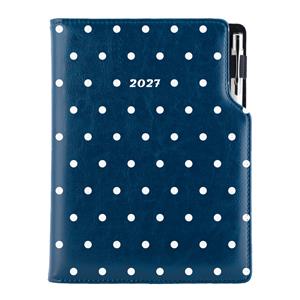 Kalendarz książkowy DESIGN dzienny A5 2027 polski - niebieskie - groszki