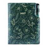 Kalendarz książkowy DESIGN dzienny A5 2027 polski - zielony - kwiatki 